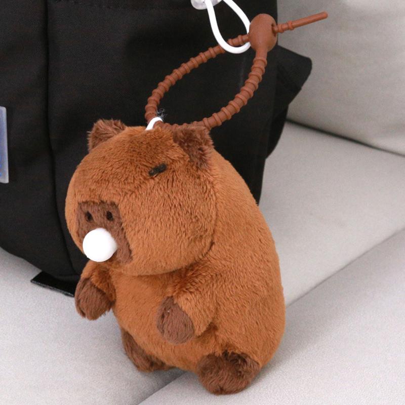 Плюшевый брелок с подвеской в виде капибары, имитация капибары, Kawaii, пушистая игрушка, мягкая кукла, рюкзак, брелок, подарок на день рождения