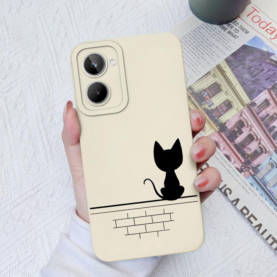 Для Realme 9 10 Pro + Plus 5 6 7 8 Pro чехол с милым котом защитный квадратный жидкий мягкий силиконовый бампер для OPPO Realme 2 5i 6i 8i 9i Fundas Coque