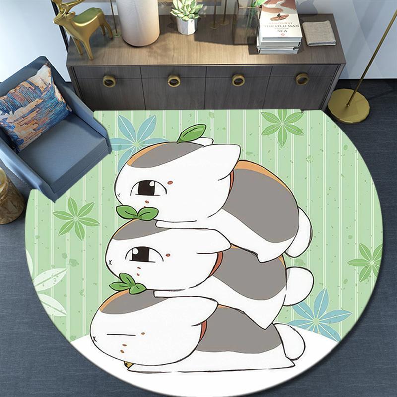 Natsume's Book of Friends Round Area Rug,Carpet Rug for Living Room Bedroom Sofa Playroom Decor,Non-slip Floor Mat