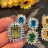 Популярные серьги Ювелирные изделия с драгоценными камнями, цветные серьги-гвоздики, женские аксессуары для платьев высокого класса