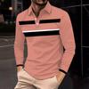 Мужская рубашка для гольфа, повседневная спортивная, с V-образным вырезом, ребристый воротник, с длинным рукавом, модная, повседневная, однотонная, однотонная, весна-лето, стандартная посадка