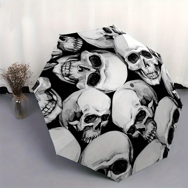 Watercolor Skulls: A Unique Artistic DesignUmbrella, Portable 3-Fold Umbrella for Men & Women,Christmas Gift ES305