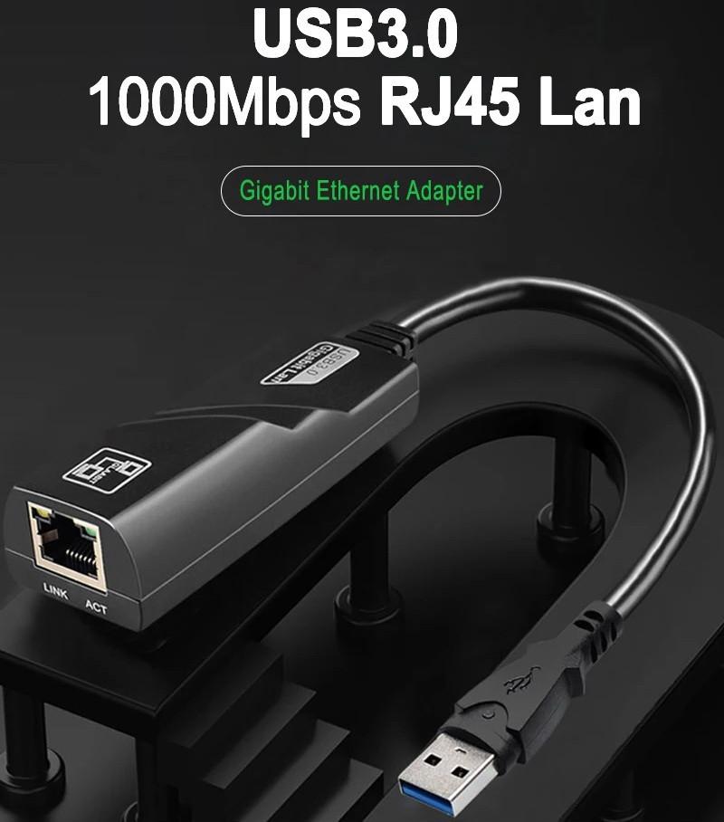 Гигабитный USB LAN адаптер Проводной Переходник SUNROZ USB 3.0 - Ethernet / Сеть RJ45 LAN для Windows 11/10/8.1/7/X (A487310)