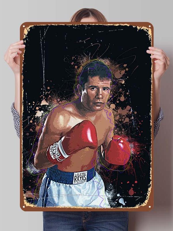 Julio Cesar Chavez Boxer Metal Signs Gaming Room Decoration Custom Metal Plates Boxing Poster for Wall Art Decoration Retro Home