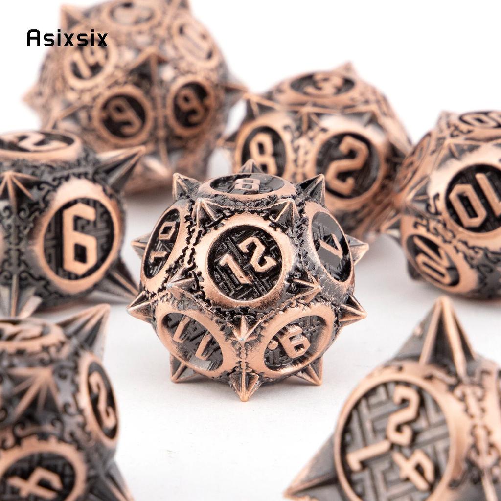 7 шт. сферические металлические кубики с острыми углами, набор цельных металлических многогранных кубиков, подходящий для ролевой игры, настольной игры, карточной игры