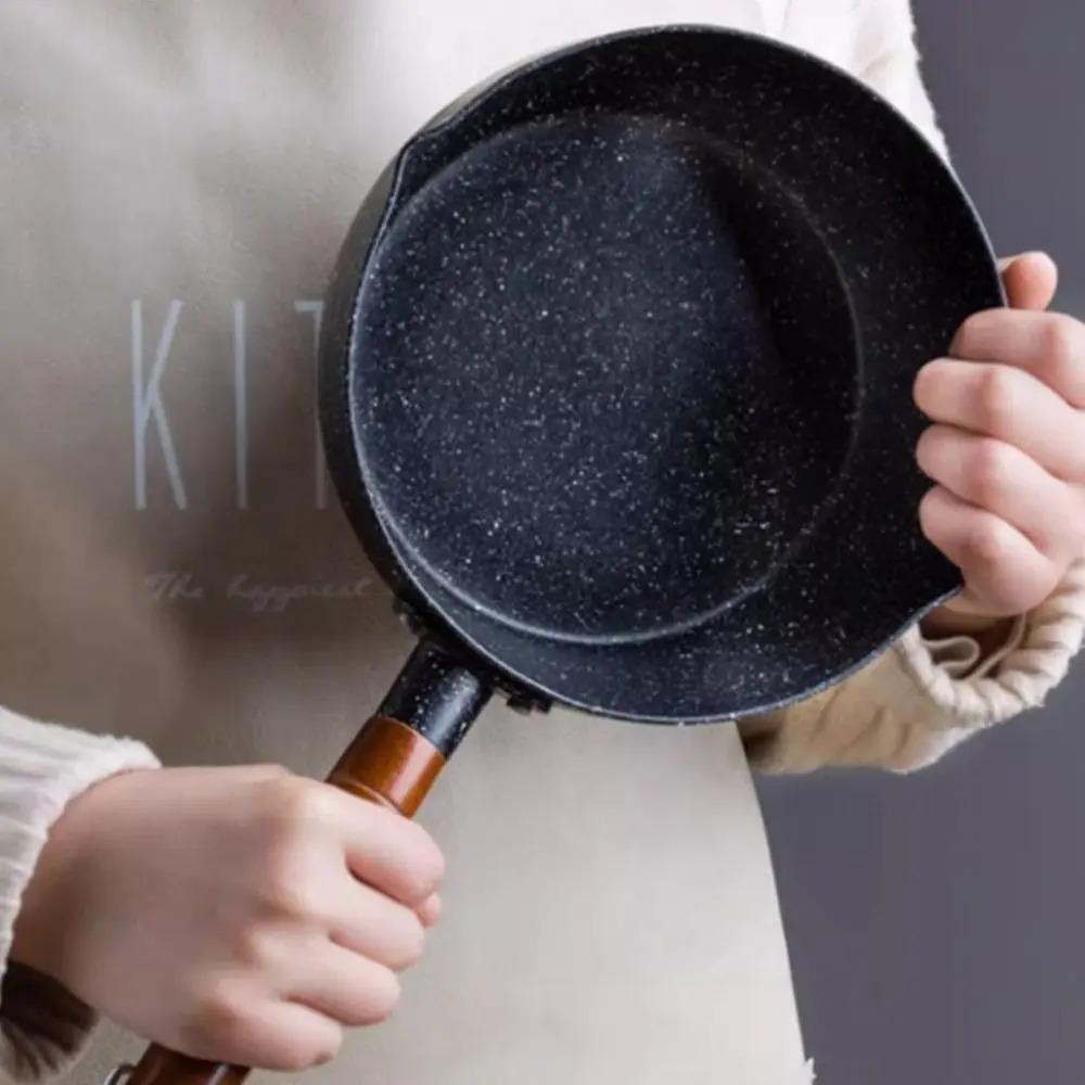 Молочник с деревянной ручкой, антипригарная кастрюля для супа, прочная сковорода, для детского питания