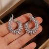 New Light Luxury Sparkling Inlaid Zirconia Geometric Women's Earrings Personalized Trend Holiday Party Zircon Accessories