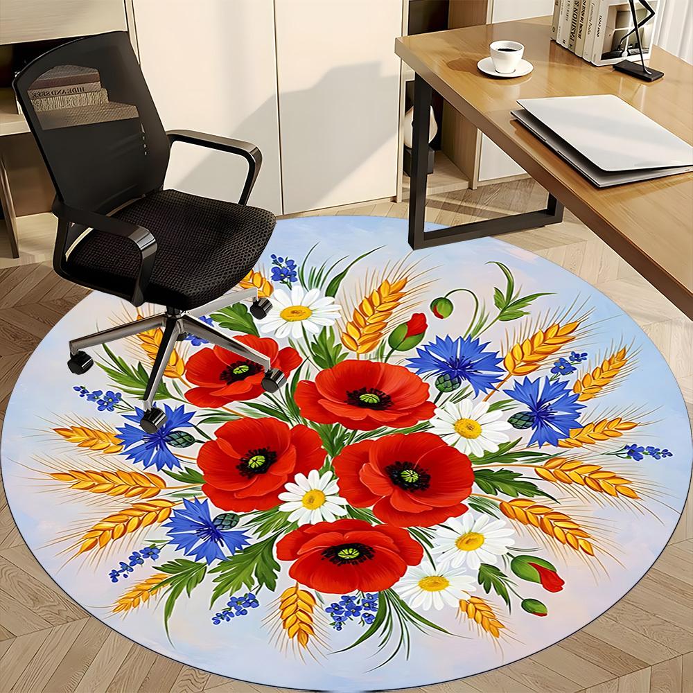 1pc Floral Bouquet Chair Carpet for Office - Durable, Ideal for Chair Mats, Stylish & Functional Decorative Rug yy260130029