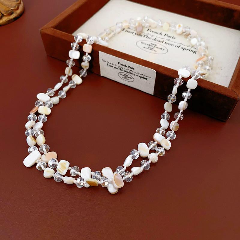120 см Длинное Ожерелье из Ракушек и Кристаллов Женское Ручной Работы Плетеная Длинная Цепочка для Свитера Аксессуары для Одежды Цепочка на Шею Бохо Украшения