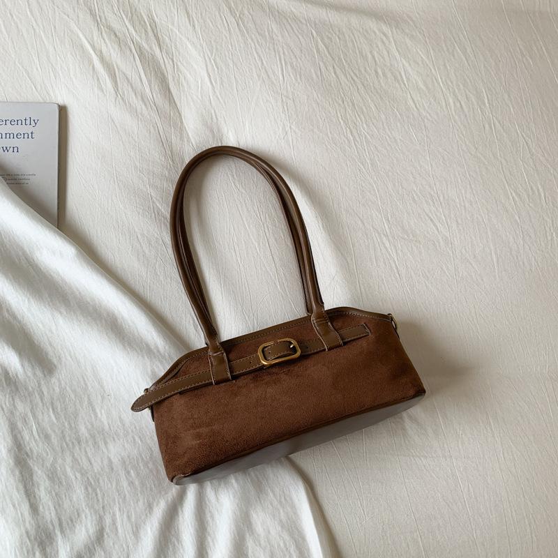 Корейская версия ретро нишевой замшевой сумки подмышку женская 2025 осень зарубежный стиль повседневная рабочая сумка-тоут на плечо