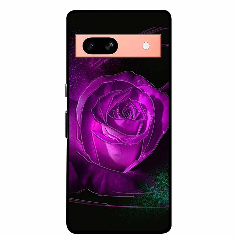 3D Flowers Case For Google Pixel 7a 5G Case Emboss Relief Floral Black Silicone Soft Back Covers For Google Pixel 7a Case Fundas