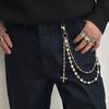 Exquisite Luxury Cross Pendant Imitation Pearl Pants Chain For Men Punk Trousers Chain Hip Hop Jeans Chain Clothing Accessories