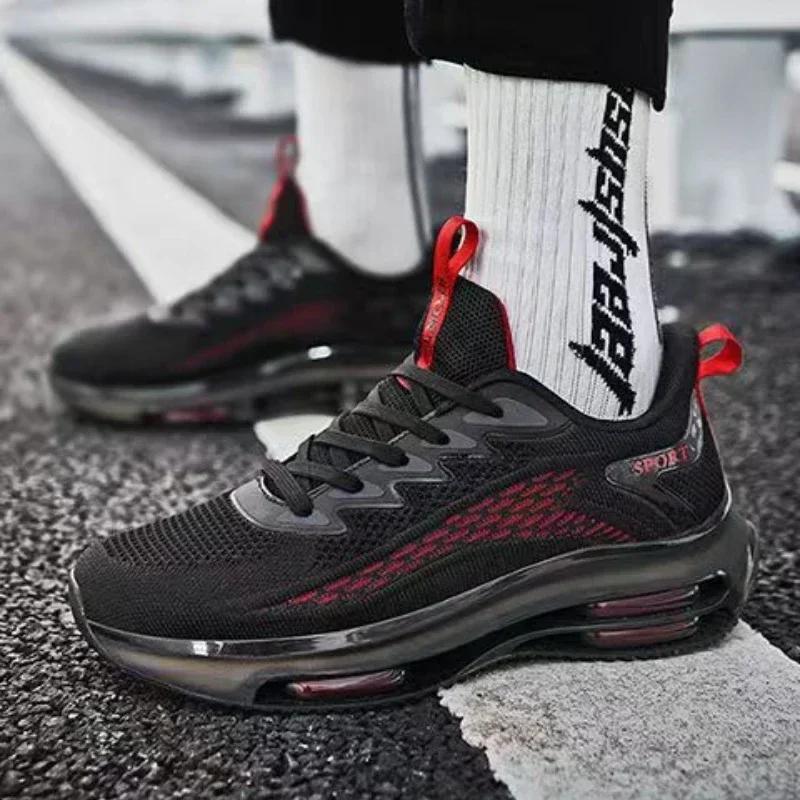 Черные зеленые мужские кроссовки для бега, спортивные ботинки для бега на открытом воздухе, сетчатая дышащая амортизирующая обувь для баскетбола, мужской большой размер 45