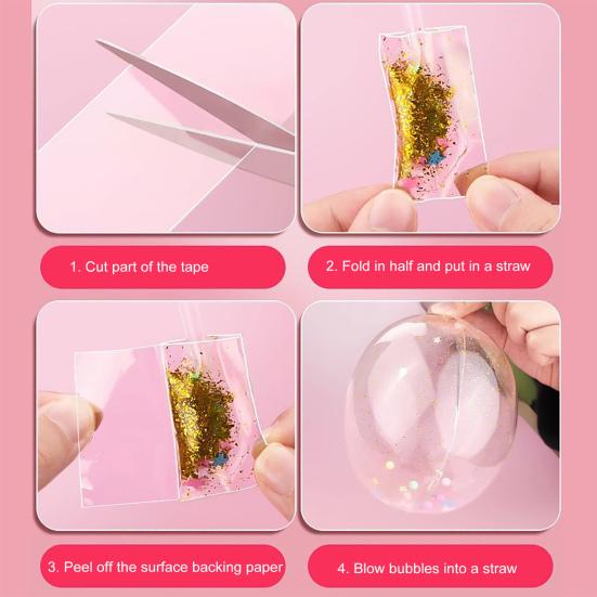 1 Set 300CM Nano Tape Bubble Toy with Straw Charm Sticker Inflator Tweezer Adhesive Funny Stress Relief DIY Craft Making Toy Kit Children Gift