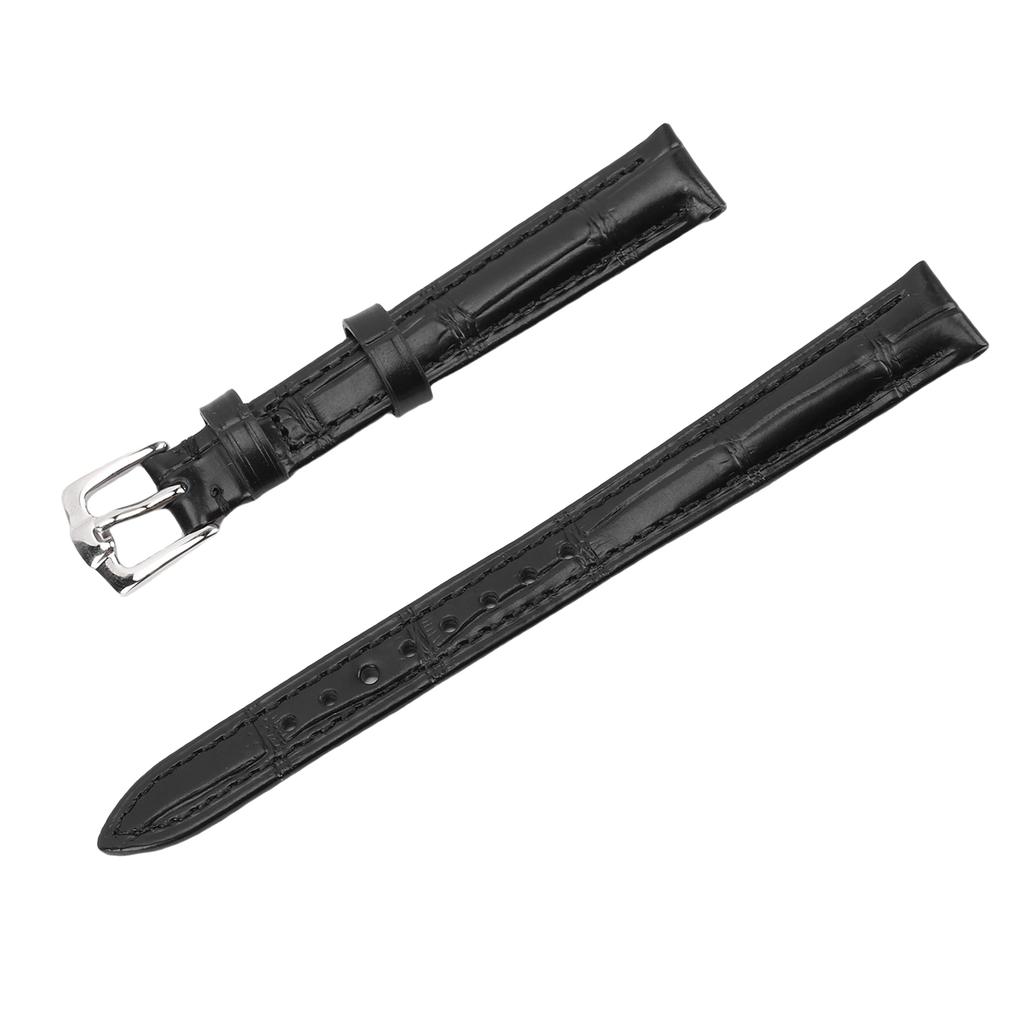 Кожаный ремешок для часов, водонепроницаемый, с тиснением под крокодила, черного цвета, кожаный браслет для замены часов 12x10