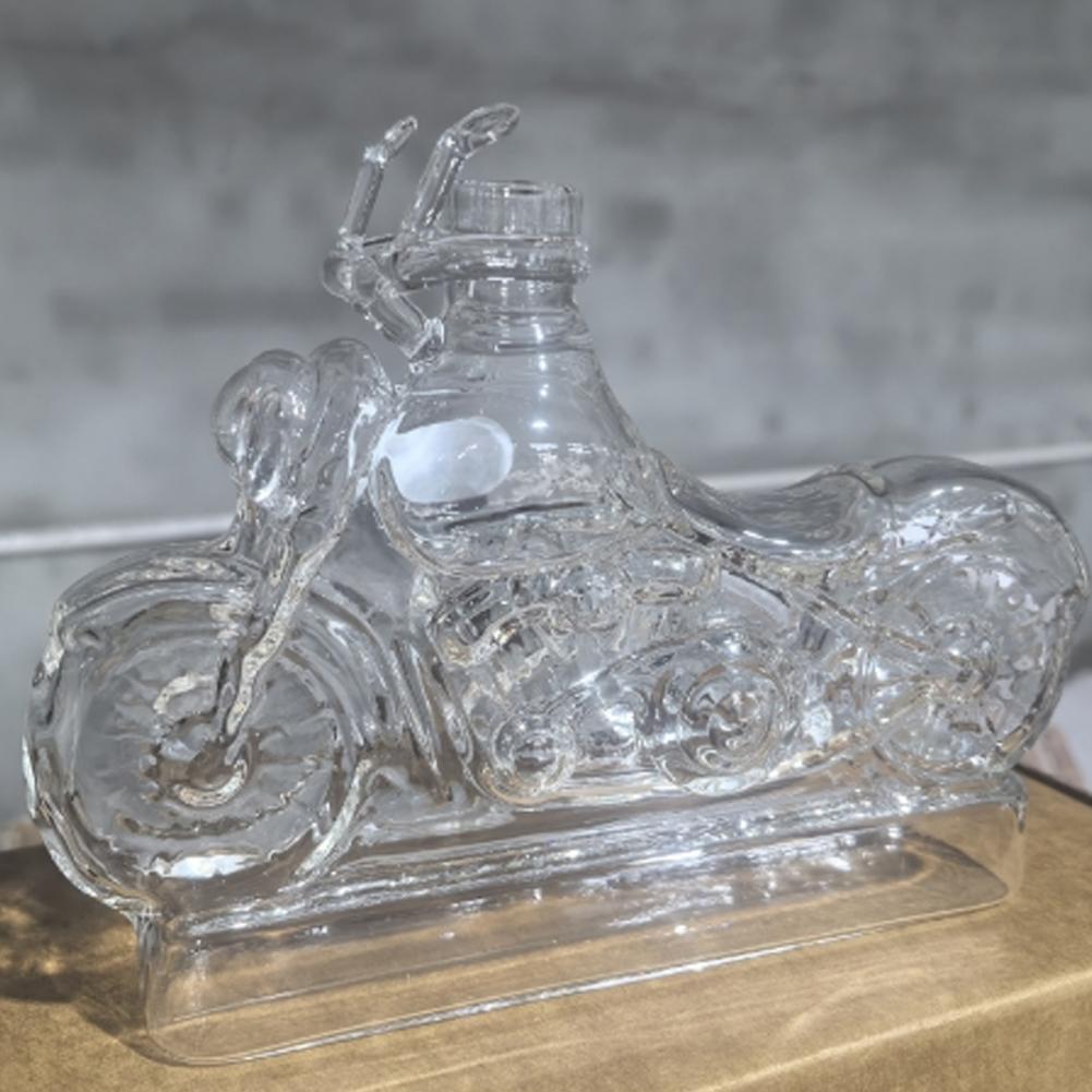 Collectible Chopper Style Whiskey Decanter, Handcrafted Glass Liquor Bottle for Man Cave & Motorcycle Enthusiasts
