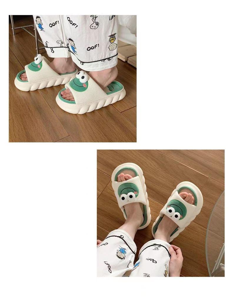 Breathable Linen Cartoon Slippers for Women & Men - Non-Slip Indoor Footwear for All Seasons