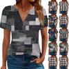 Женская летняя рубашка с коротким рукавом и V-образным вырезом в стиле ретро, деловая повседневная свободная футболка, модная одежда, топы