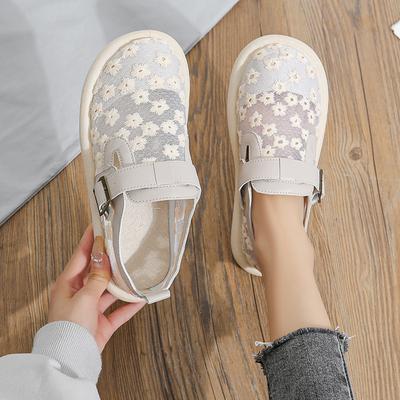 Женские кроссовки Летняя мода Повседневная обувь на плоской подошве Застежка-пряжка Сетчатые Дышащие Удобные Теннисные Женские Закрытый носок