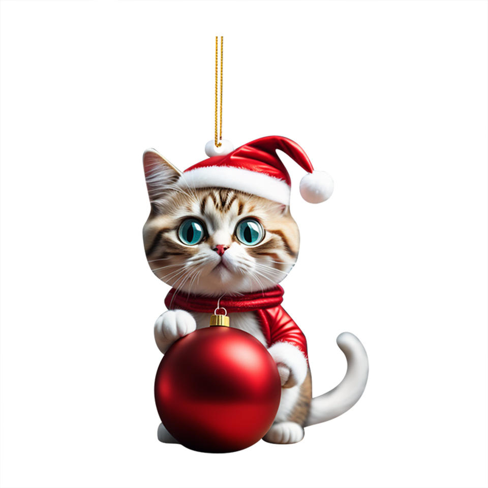 20PCS Cat Charms Christmas Cat Charms Christmas Tree Hanging Charms Car Car Charms Ornaments Christmas Decoration Party Supplies