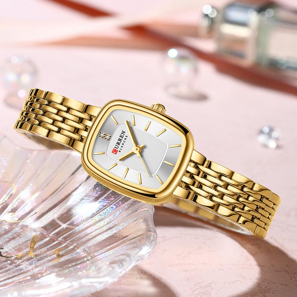 CURREN Brand Rectangle Ultrathin Nordic Bauhaus Simple Design Japan Quartz Lady Fashion Stainless Steel Watches for Women