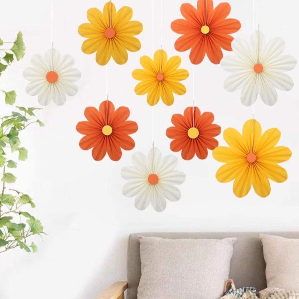 9Pcs/Set Hanging Ornaments Artificial Paper Flowers Decorative Birthday Decor Supplies