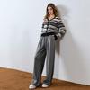 Sancai Women's Winter Fleece-lined Wide-Leg Casual Pants