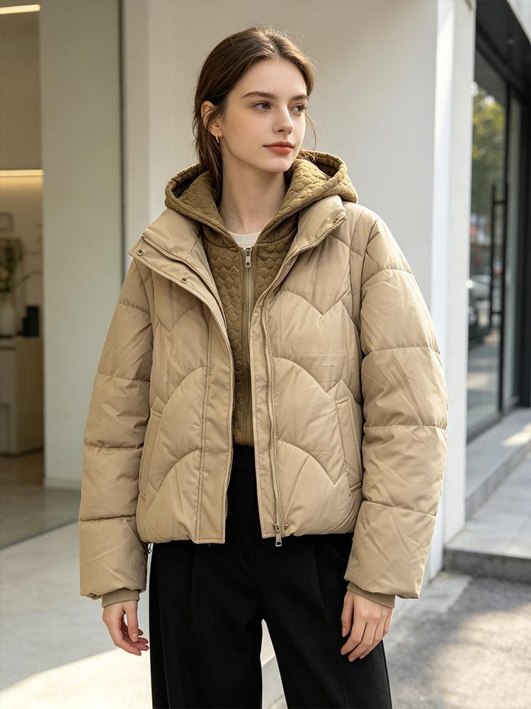 Зимняя новая стеганая одежда с наполнителем пух женская короткая съемная утолщенная стеганая одежда модная повседневная стеганая куртка с капюшоном