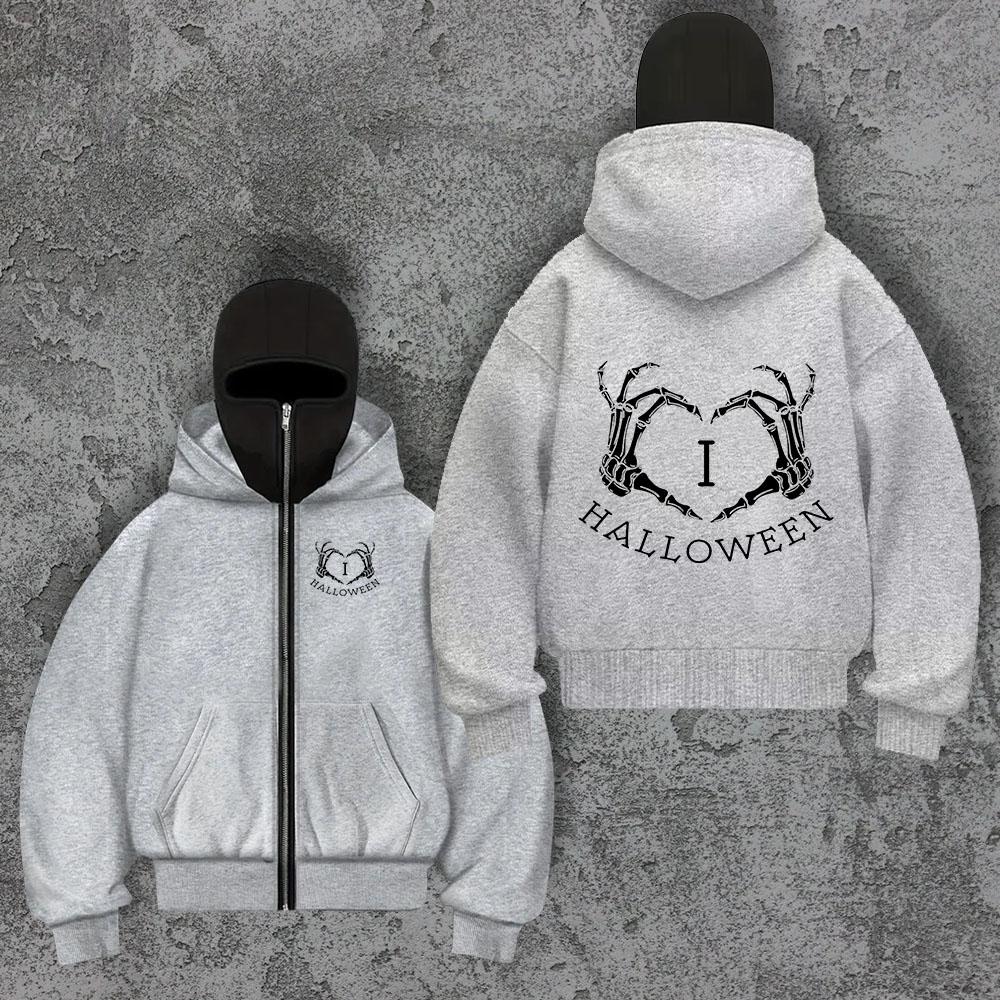 Мужское новое худи с принтом забавного узора любви, с двойным воротником и двойным капюшоном, модное, уличное, трендовое пальто