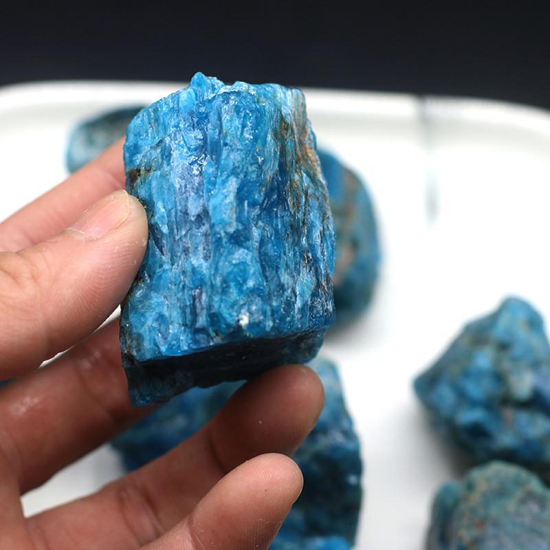 Collection Natural Apatite Blue Gemstone Mineral Specimens Rock Gift Decorate