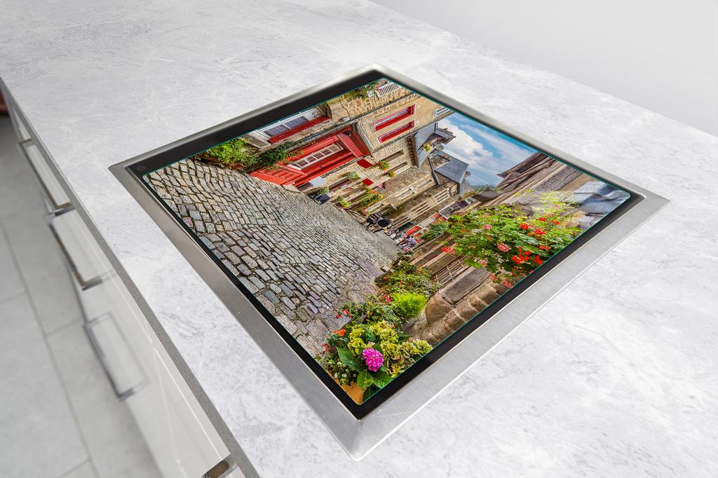 Glass protective plate for the stove 50x52 Street