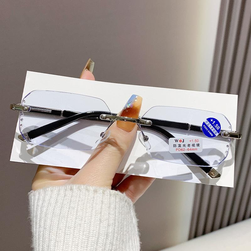 New Reading Glasses Man Woman Rimless Blocking Blue Light Photochromic Readers Fashion Versatile Outdoor Retro Unisex Eyewear