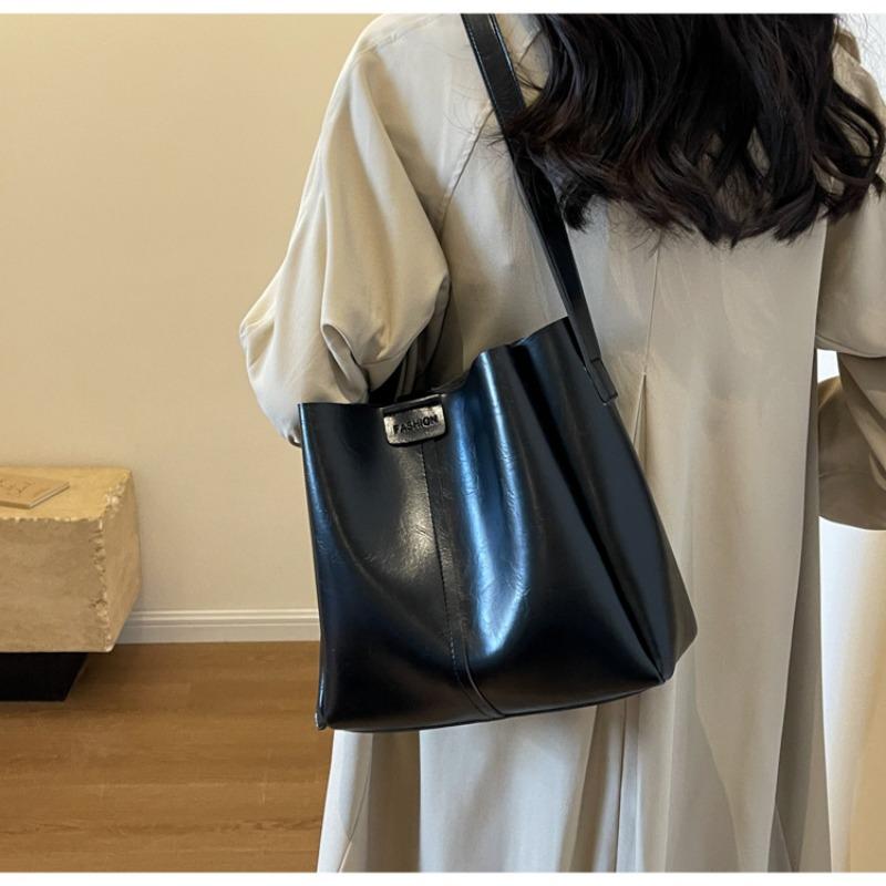 Универсальная женская кожаная сумка из искусственной кожи большой емкости для поездок на работу, новая корейская модная сумка в стиле ретро, ​​однотонная сумка на плечо