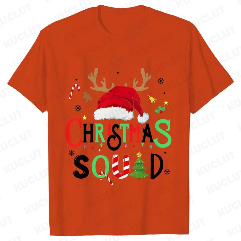 Футболка Christmas Squad Crew для женщин, хип-хоп, мягкие топы Y2k, модные повседневные футболки с принтом Санта-Клауса в стиле Харадзюку, футболки с коротким рукавом