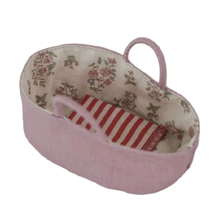 Small Doll Display Bassinet Accessory for Small Cloth Dolls, Soft Fabric Bed for Daily Doll Play and Tabletop Styling