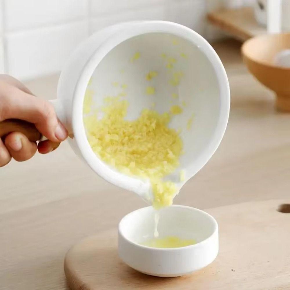 1pc Ceramic Mortar and Pestle with Wooden Handle Sturdy, Efficient Grinder for Seasoning, Spices, and Herbs Comfortable Grip, Wear Resistant Design