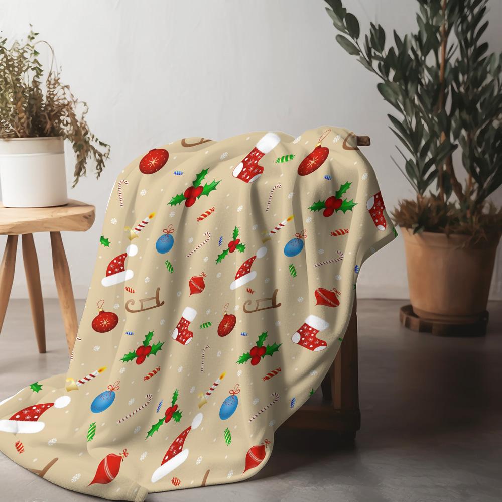 Festive Christmas Throw Blanket Cozy Reversible Flannel Blanket Holiday Home Decor Gift Ultra Soft Warm Texture Cozy