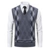 Мужской свитер-жилет среднего возраста, теплый облегающий свитер на осень и зиму, клетчатый жилет-куртка, костюм для папы, мужской