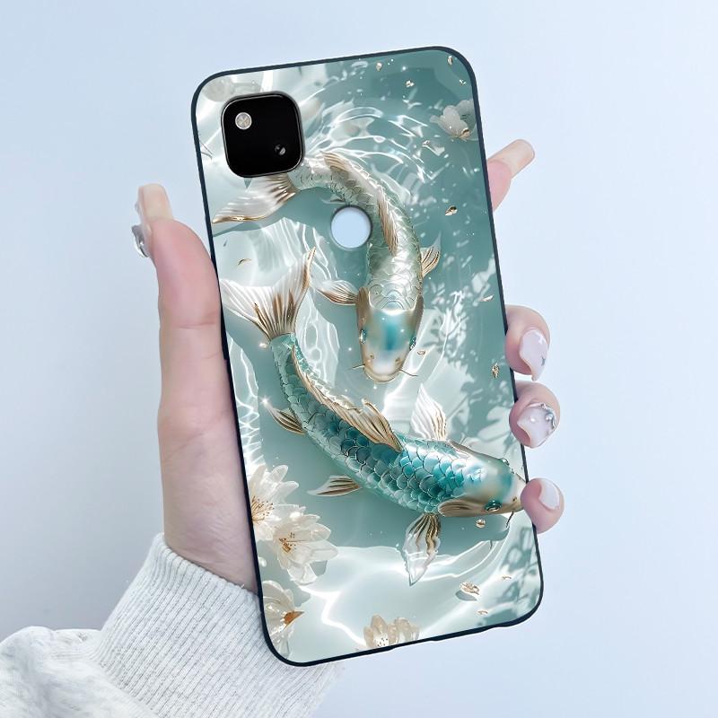 Для Google Pixel 4a 4G Чехол Роскошный Милый Кролик с Сердечками Забавный Мягкий Черный Матовый ТПУ Силиконовый Задний Защитный Чехол Тонкий
