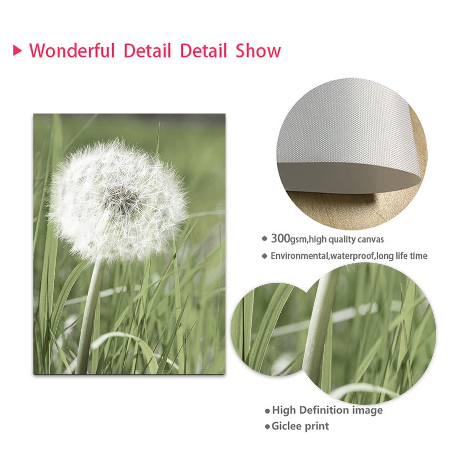 Green Mountain Dandelion Bike Grass Leaf Wall Art Canvas Painting Nordic Posters And Prints Wall Pictures For Living Room Decor