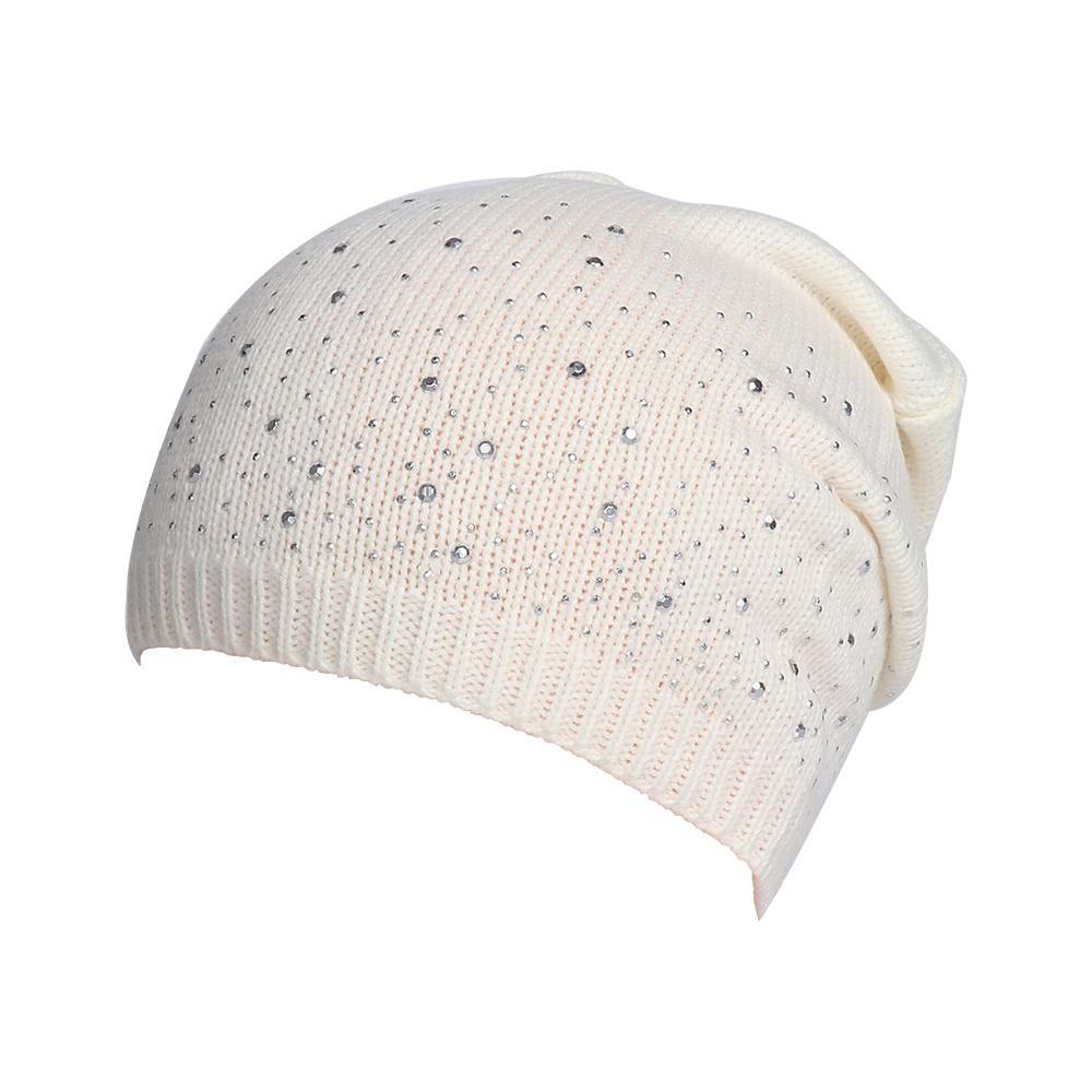 Rhinestone Decor Knitted Hat Stylish & Shiny Beanies Hat Women Knitted Cap  Outdoor Streetwear