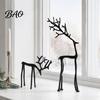 Tabletop Christmas Decor Reindeer Statue, Small Deer Sculpture Figurine, Modern Elegant Creative Holiday for Tabletop, Mantel, Living Room,