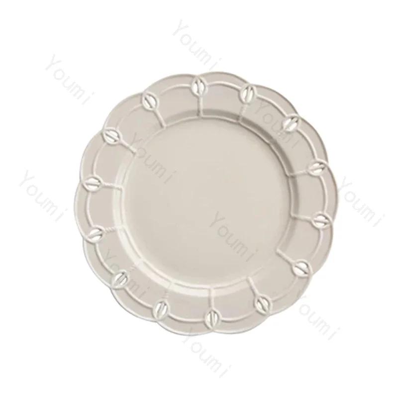 Креативная однотонная керамическая тарелка, роскошные ресторанные тарелки для пасты, уникальные полые десертные тарелки, бытовая посуда