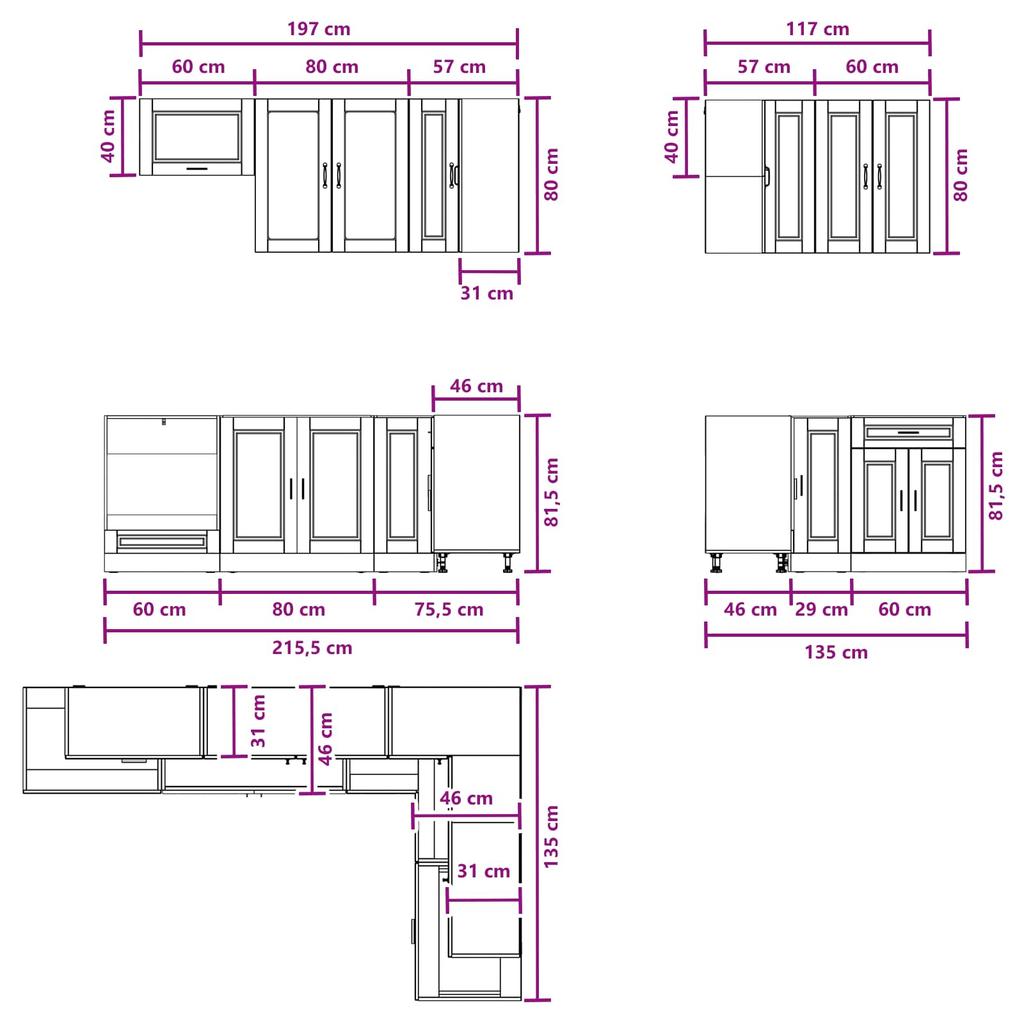 Kitchen Unit PORTO 8 pcs Sonoma Oak Engineered Wood