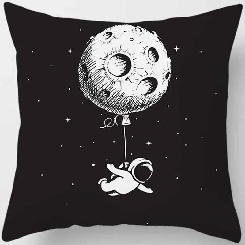 Cartoon Humor Astronaut Print Square Pillowcase Home Decor Car Sofa Cushion Cover