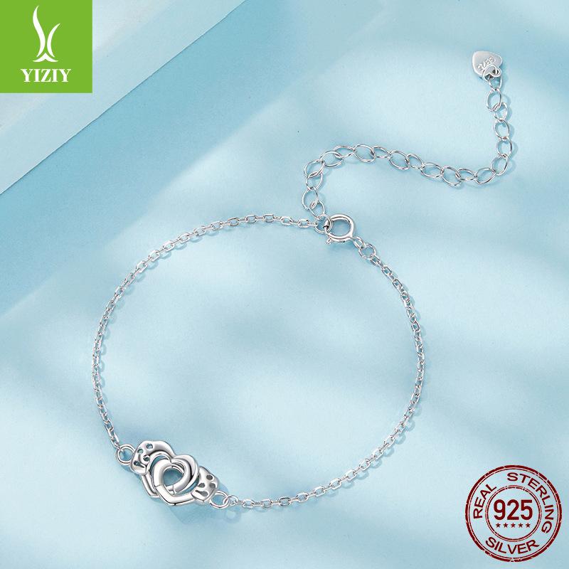 Браслет из стерлингового серебра 925 пробы «Двойная любовь», ювелирное украшение для женщин, изысканный браслет из стерлингового серебра с переплетением любви