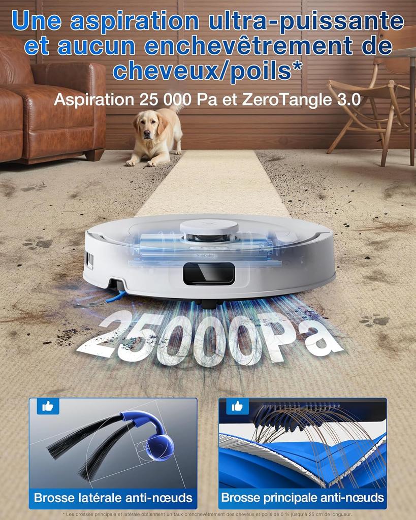 ECOVACS Deebot T30C Omni Gen2, Robot Vacuum Cleaner with Wiping Function, 25,000 Pa, OZMO Turbo 2.0 Mop System, ZeroTangle 3.0 Anti-Tangle