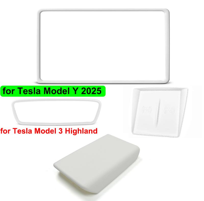 Для Tesla Model Y Juniper 2025 Коврик-подставка для беспроводной зарядки центральной консоли Рамка защитного экрана зеркала заднего вида Новая Model 3
