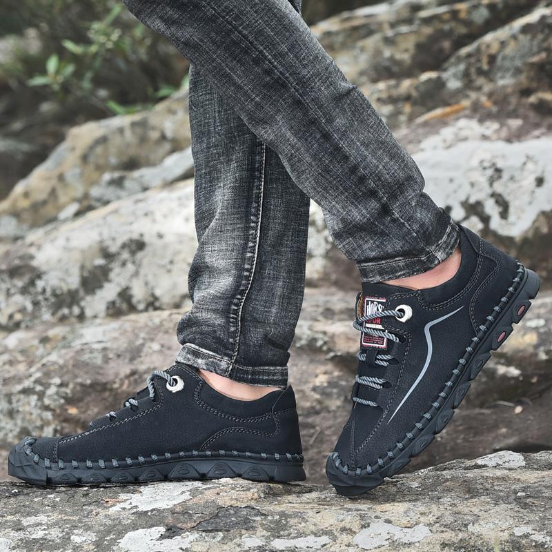 Модная мужская деловая повседневная обувь из воловьей кожи, модельные туфли для бега и пешего туризма на плоской подошве больших размеров