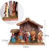 Christmas Nativity Figurine Nativity Scene Statue with Wooden and Moss Stable